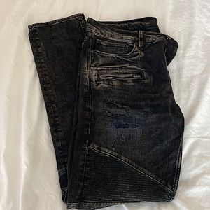 Hudson black moto distressed jeans size 36
